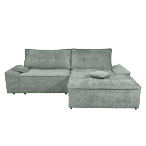 Coltar living extensibil pe stanga, Otti, cu spatiu depozitare, gri deschis, 273 x 175 x 78 cm, 2C