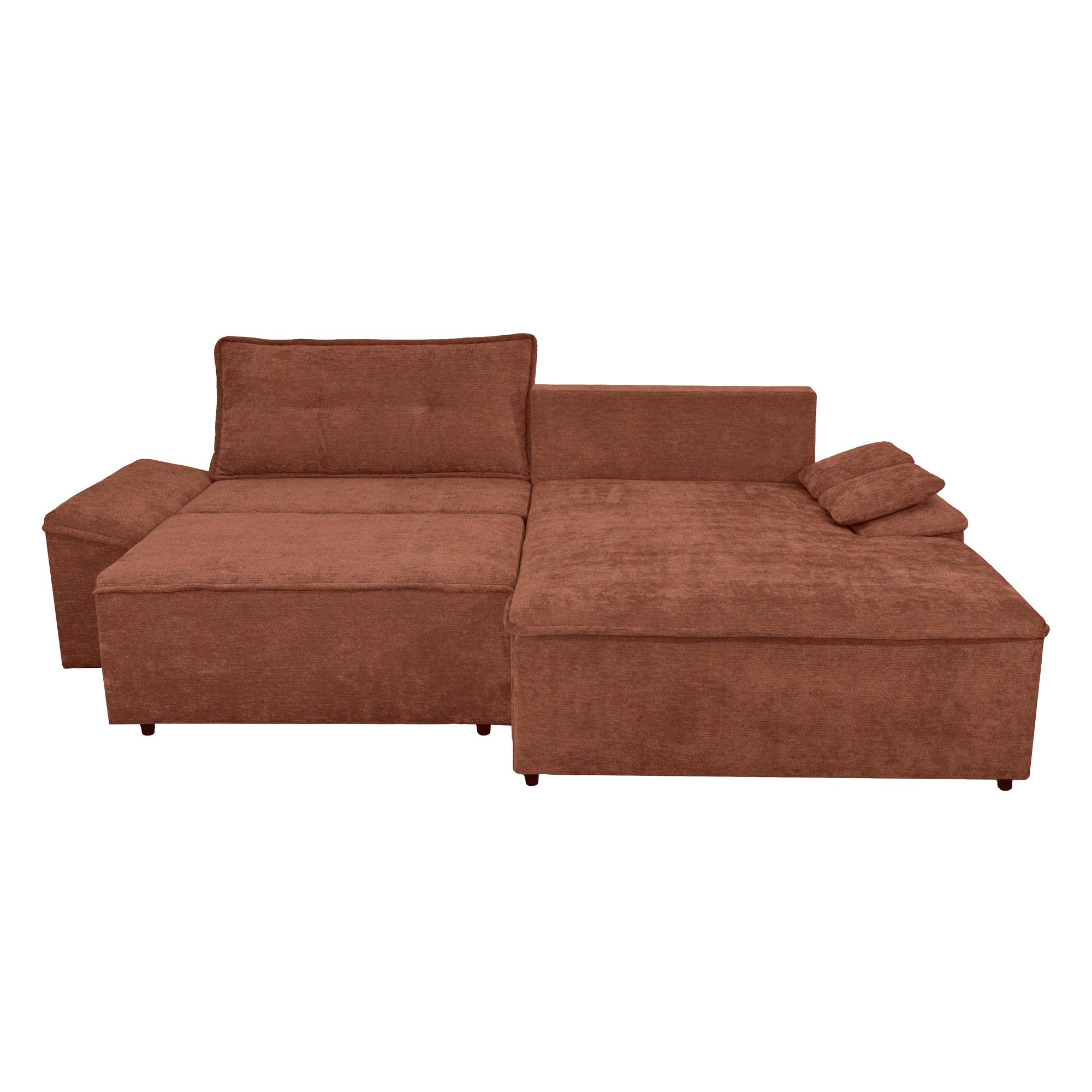 Coltar living extensibil pe stanga, Otti, cu spatiu depozitare, caramiziu, 273 x 175 x 78 cm, 2C - imagine 4