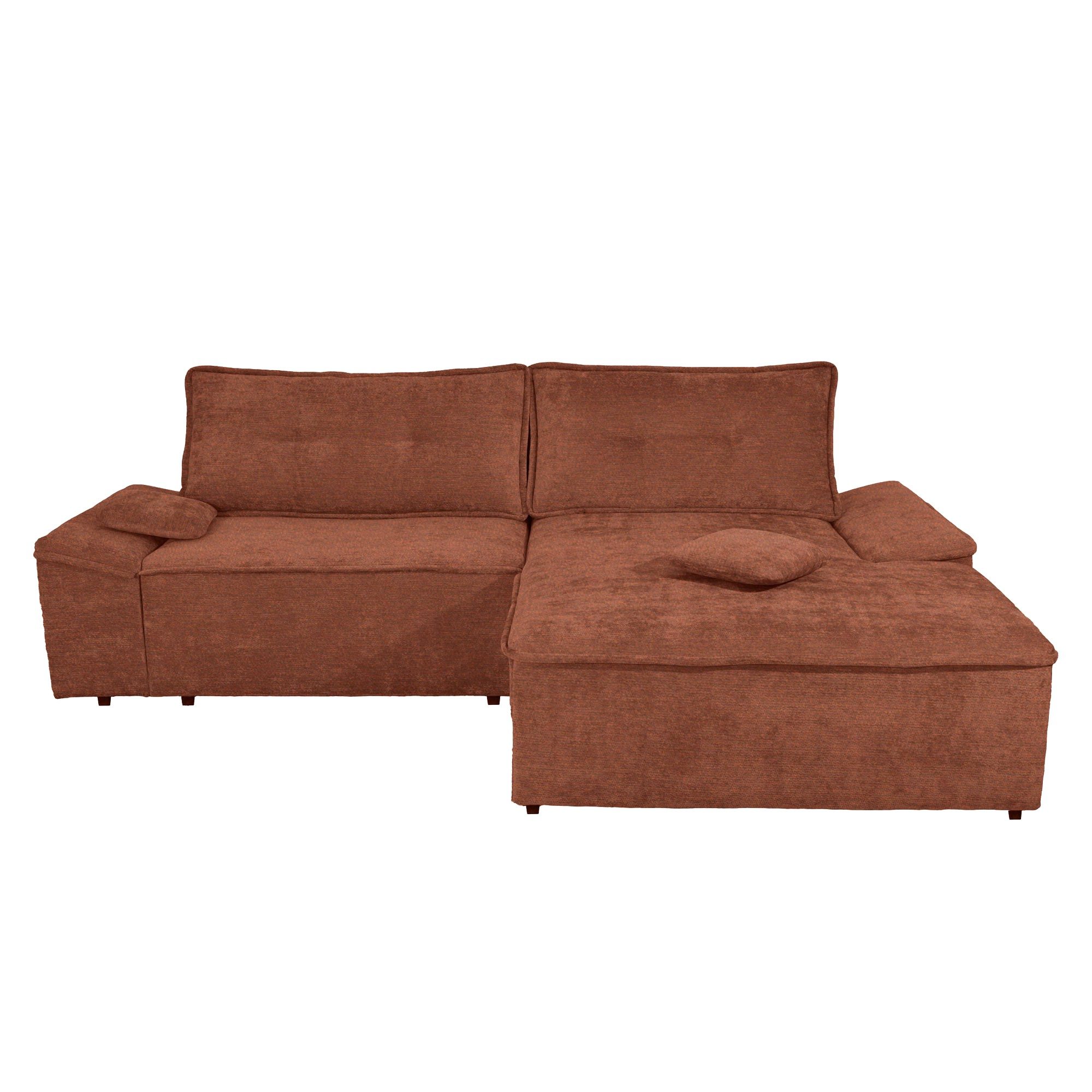 Coltar living extensibil pe stanga, Otti, cu spatiu depozitare, caramiziu, 273 x 175 x 78 cm, 2C