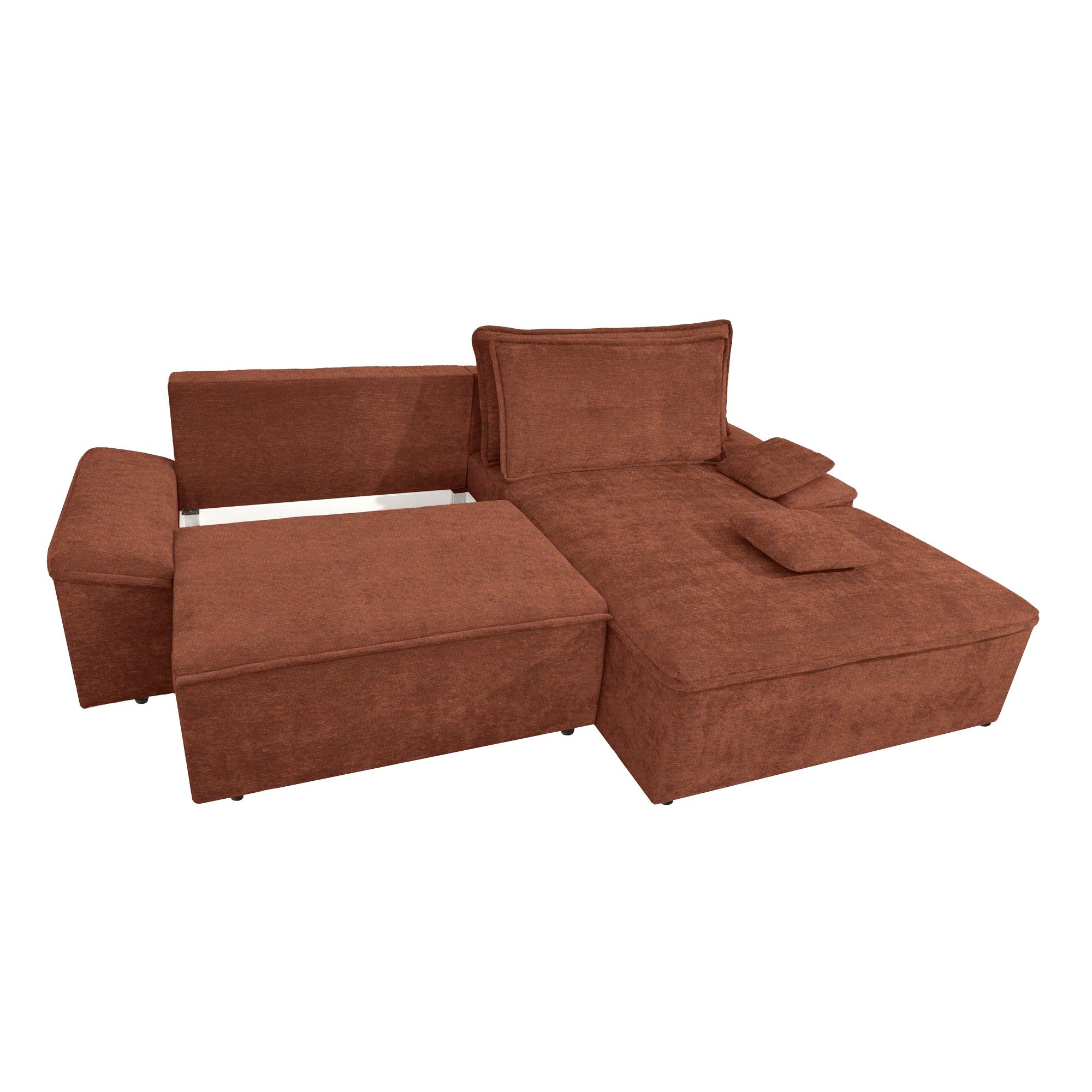 Coltar living extensibil pe stanga, Otti, cu spatiu depozitare, caramiziu, 273 x 175 x 78 cm, 2C - imagine 3
