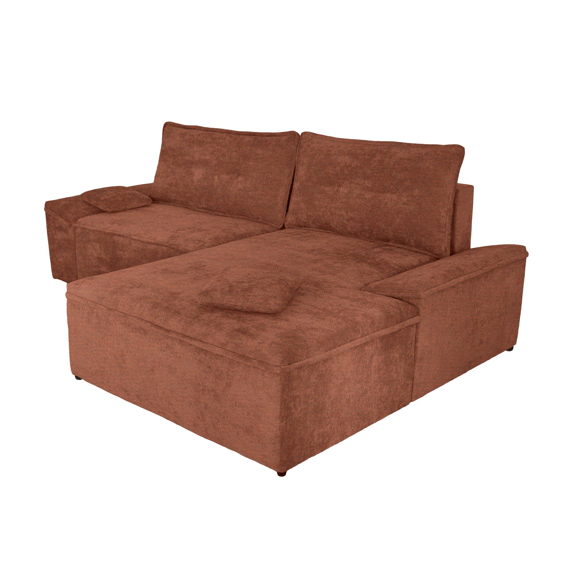 Coltar living extensibil pe stanga, Otti, cu spatiu depozitare, caramiziu, 273 x 175 x 78 cm, 2C - imagine 5