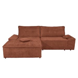 Coltar living extensibil pe dreapta, Otti, cu spatiu depozitare, caramiziu, 273 x 175 x 78 cm, 2C