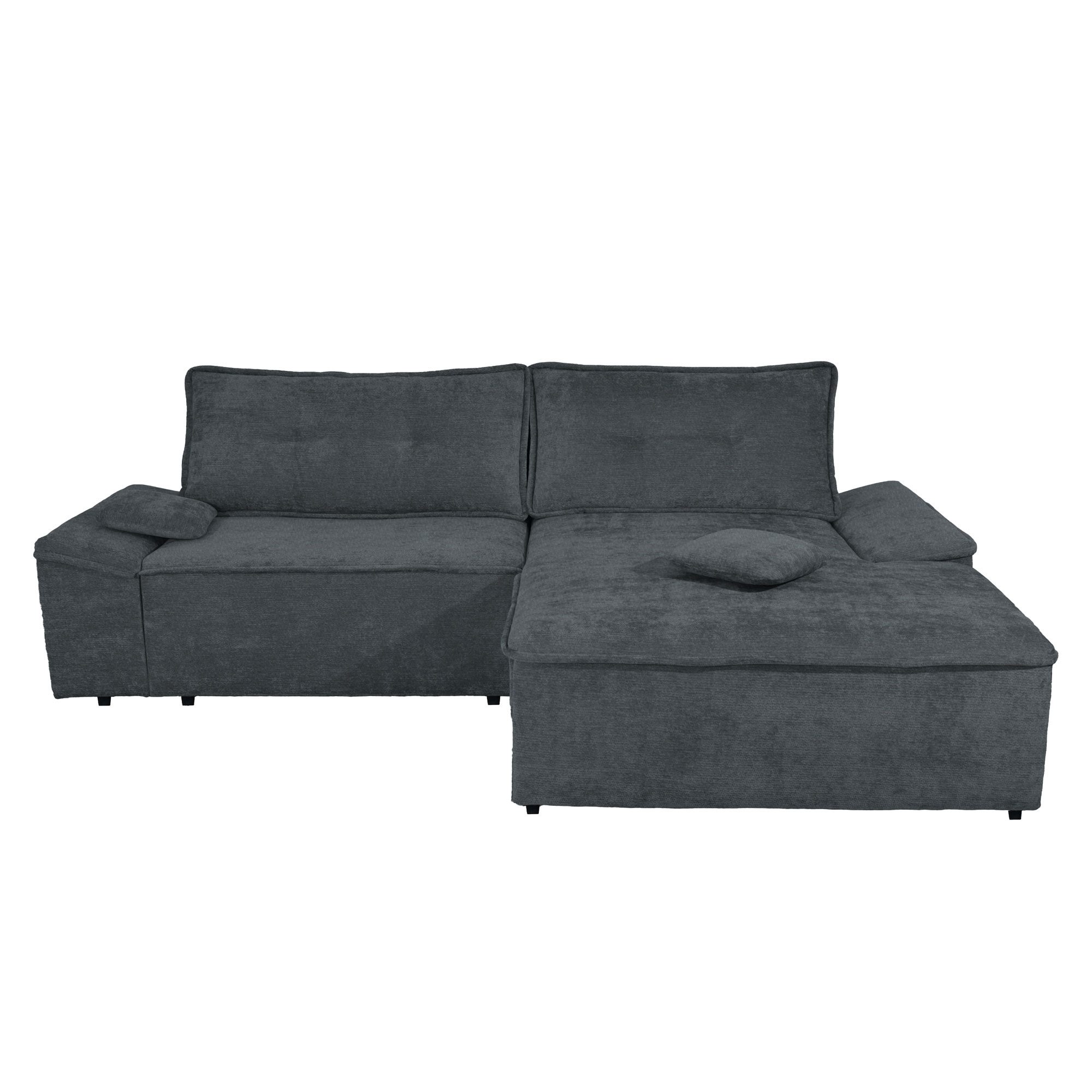 Coltar living extensibil pe stanga, Otti, cu spatiu depozitare, gri inchis, 273 x 175 x 78 cm, 2C