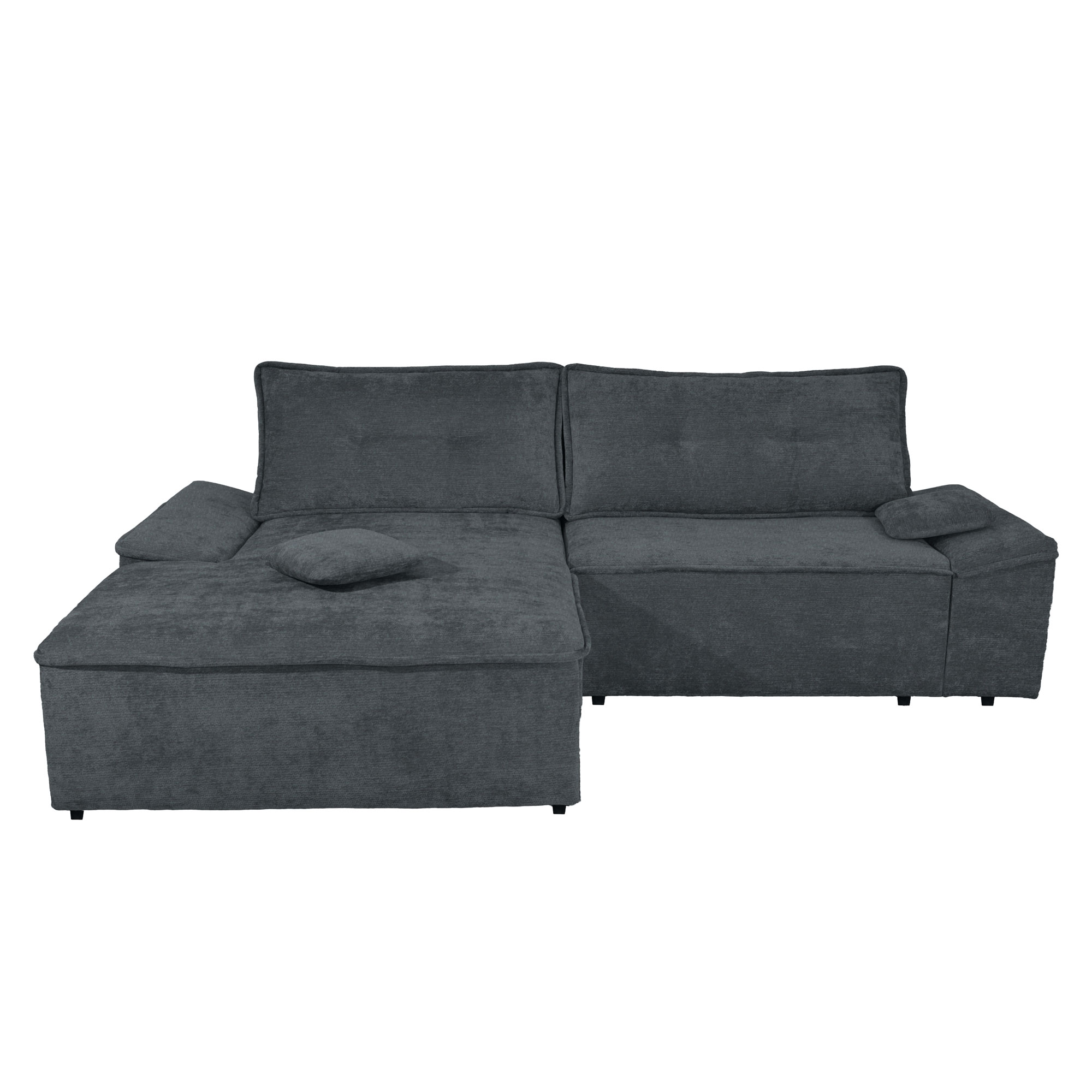 Coltar living extensibil pe dreapta, Otti, cu spatiu depozitare, gri inchis, 273 x 175 x 78 cm, 2C