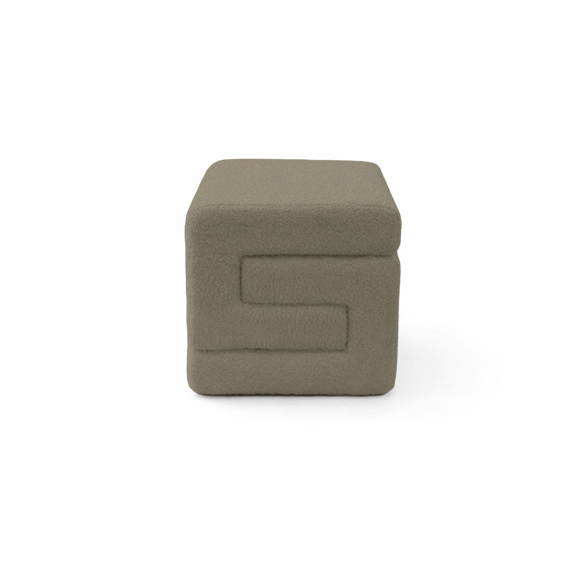 Taburet Coko, fix, patrat, stofa boucle, maro, 42 x 42 x 42 cm