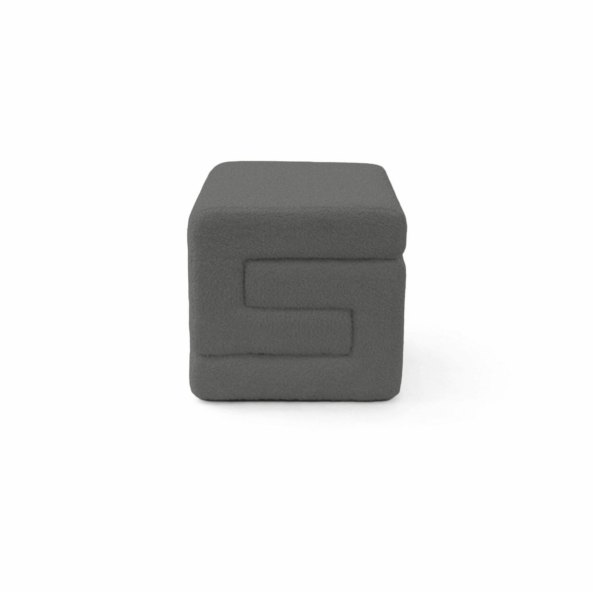 Taburet Coko, fix, patrat, stofa boucle, gri, 42 x 42 x 42 cm