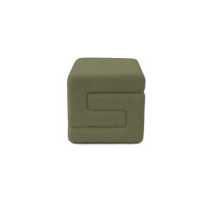 Taburet Coko, fix, patrat, stofa boucle, verde, 42 x 42 x 42 cm