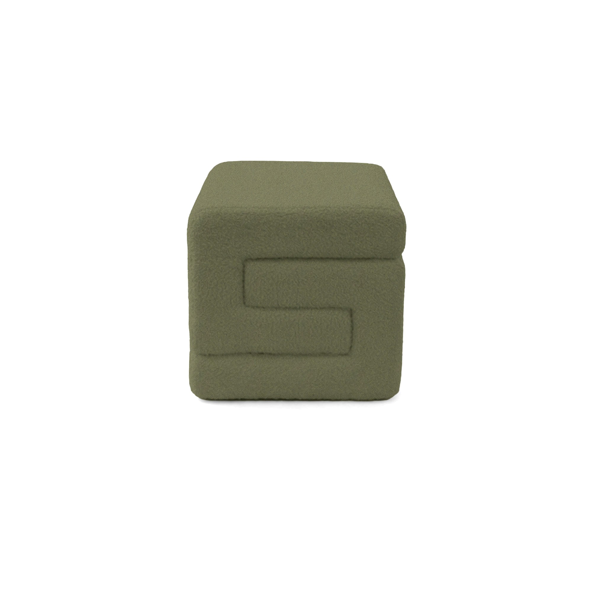 Taburet Coko, fix, patrat, stofa boucle, verde, 42 x 42 x 42 cm